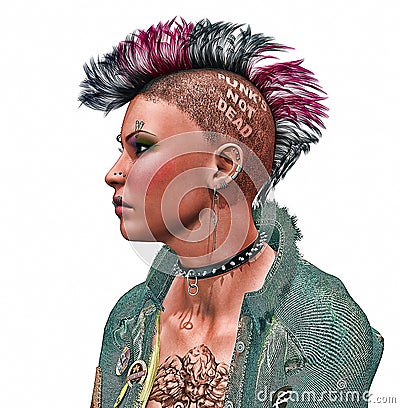 Close-up De Uma Menina Do Punk Com Cabelo Brilhantemente Colorido
