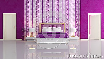 Purple  White Bedroom on Home   Royalty Free Stock Photography  Luxury Purple Bedroom
