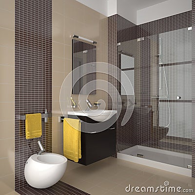 Modern Bathroom Furniture on Modern Beige Bathroom With Wood Furniture  Click Image To Zoom