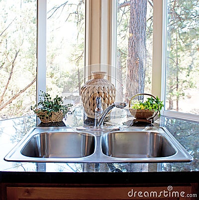 Kitchen Windows on Stock Images  Natural Lighting Stainless Kitchen Window And Sink