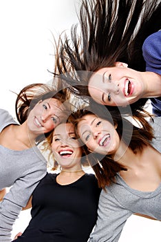 Retrato Do Divertimento, Mulheres Felizes Do Grupo Fotografia De Stock